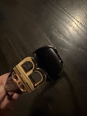 Balenciaga Black Sunglasses with Gold 'B' Logo Accent